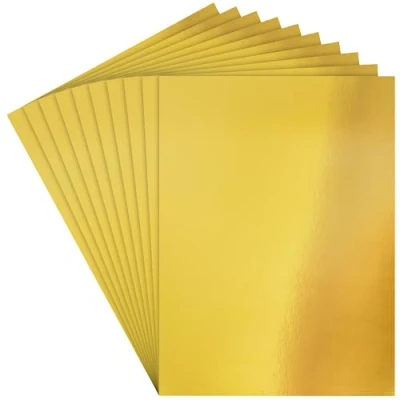 Abbildung von Belle Vous Glänzendes Papier Gold (50er Pack) 28 x 21cm 120gsm Premium Kartonpapier A4 Glitzerpapier zum Basteln für Scrapbooking, DIY Projekte, Hochzeits /Partydekorationen und Kartenherstellung