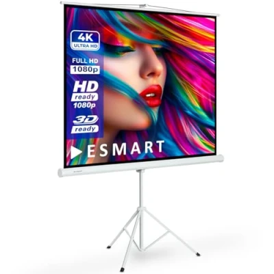 Abbildung von ESMART Economy EXS Stativ Leinwand 215 cm Bild 200 x (111&quot;) Format 1:1 Heimkino Beamer Projektionsleinwand LCD LED