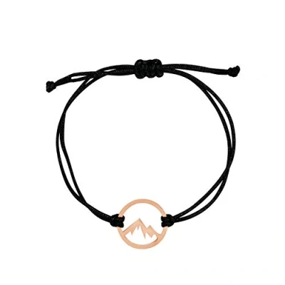 Abbildung von Nuoli® Berg Armband Damen Rosegold (verstellbar 14 20cm) Armbändchen für Frauen &amp; Mädchen aus schwarzem Stoff mit Edelstahl Anhänger