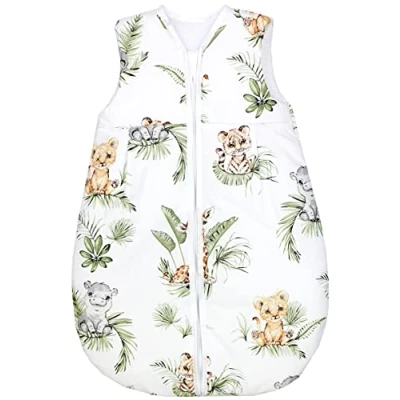 Abbildung von TupTam Ganzjahresschlafsack 2.5 TOG wattiert ärmellos Baby Schlafsack OEKO TEX, Farbe: Safari/Löwe/Braun/Blätter/Grün, Größe: 92 98