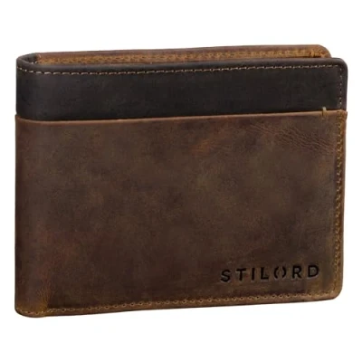 Abbildung von STILORD &#039;Sterling&#039; RFID Geldbeutel Herren Leder Portemonnaie Männer Brieftasche Vintage Geldbörse mit NFC Ausleseschutz in Geschenkbox zweifarbig, Farbe:mittel braun