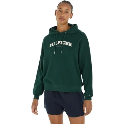 Abbildung von Tommy Hilfiger Monotype LOGO Kapuzenpullover, Damen, Größe: Small, Hunter