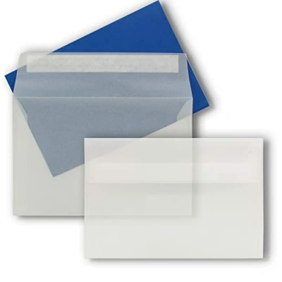 Abbildung von 50x Briefumschläge B6 17,5 x 12,5 cm Transparent Haftklebung mit Abziehstreifen 92 g/m² Für Hochzeit, Gruß Karten, Einladungen
