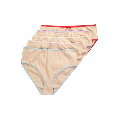 Abbildung von Ulla Popken 5 PACK Contrast TRIM MIDI Slip, Damen, Größe: 42/44, Champagne