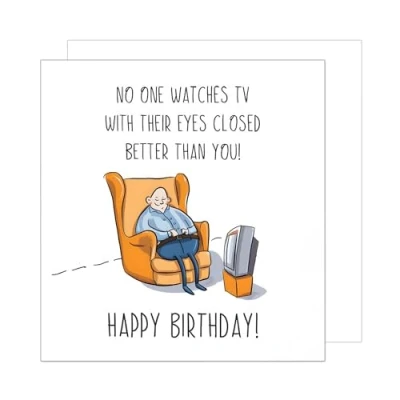 Abbildung von Edition Seidel Premium quadratische Geburtstagskarte mit Umschlag. Glückwunschkarte Happy Birthday Billet Karte für Mann Freund Fernseher lustig Humor (GQ335 SW024)