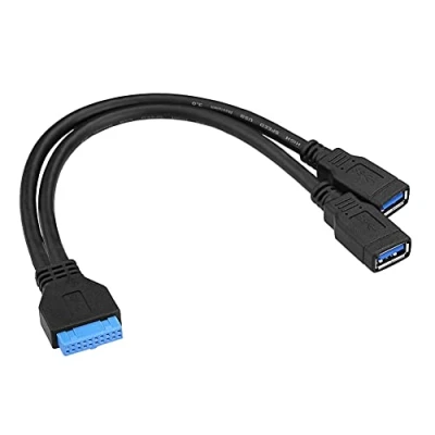 Abbildung von SIENOC Schwarz 20 Pin Header Buchse auf Dual USB 3.0 Typ A BuchseY Kabel Blei Adapter