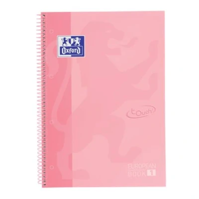 Abbildung von Oxford A4 European Book 1, kariert, 160 Seiten mit farbigen Rändern, Touch Hardcover, Whiteboard, pastell rosa