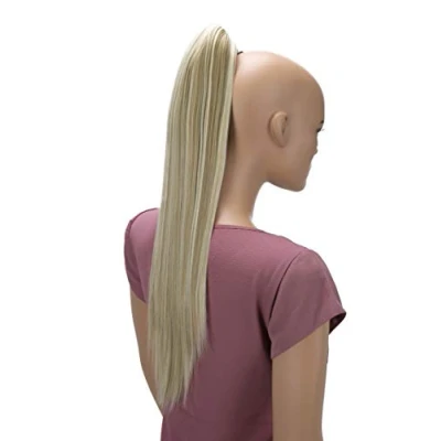 Abbildung von CAISHA 60cm Glatt Pferdeschwanz Mit Butterflyklammer Haarteil Zopf Hitzebeständig Haarverlängerung Naturblond Strähnen H626