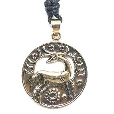 Abbildung von Drachensilber Hirsch Kelten Schmuck Bronze Anhänger Halskette keltischer Kettenanhänger