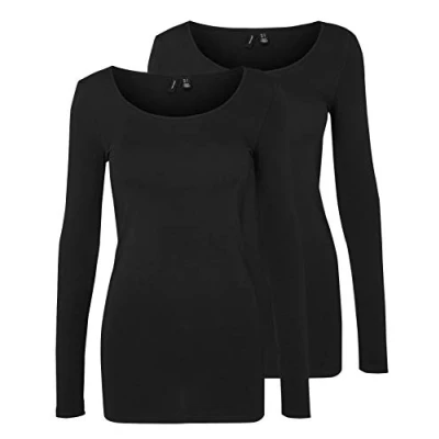 Abbildung von VERO MODA Damen VMMAXI My LS Soft Long U Neck GA 2P, Black Beauty/Black Beauty, S