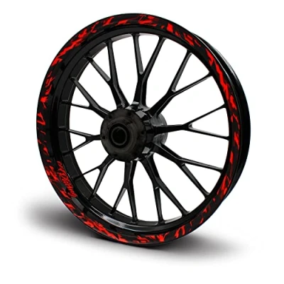 Abbildung von 16 teiliges Set Felgenrandaufkleber Sticker für Motorrad Auto Felgen Future Design Komplett Felgenaufkleber 15&quot; 16&quot; 17&quot; 18&quot; 19 Zoll MR017 (Neon Rot, Matt)