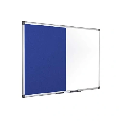 Abbildung von Bi Office Maya Kombitafel, Halb Magnetisches Whiteboard, Blaue Filztafel, Aluminiumrahmen, 90 x 60 cm