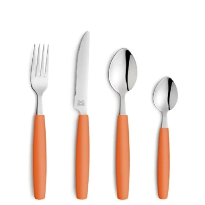 Abbildung von Beckmann &amp; Rommerskirchen VALOA Besteck Set 4 Personen 16 teilig Orange Spülmaschinenfest Hochglanzpoliert Essbesteck: 4x Messer, Gabel, Esslöffel, Kaffeelöffel