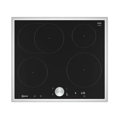 Abbildung von NEFF T56STF1L0 Induktionskochfeld N90, autarkes Glaskeramik Kochfeld 60 cm breit, Twist Pad, Home Connect, Smart Hood Automatic, Powerstufe, aufliegend, Schwarz