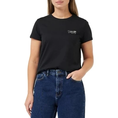 Abbildung von Levi&#039;s THE Perfect TEE Tshirt print, Damen, Größe: Small, Shimmer bw outline caviar