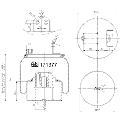 Abbildung von FEBI BILSTEIN 171377 Federbalg, Luftfederung RENAULT TRUCKS: Magnum