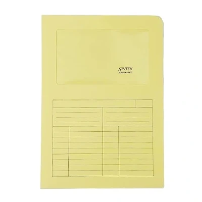 Abbildung von Blasetti Dokumentenmappen mit Fenster SINTEX GELB Dokumentenordner für Büro, Format A4, Farbe Gelb, Packung 50 Stück, 120 g/m² Papier, Auf zwei Seiten offen.