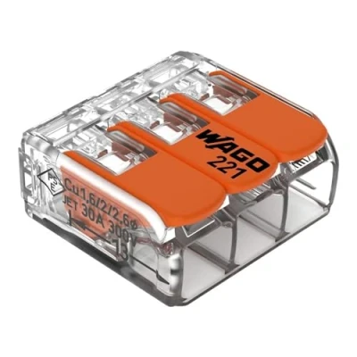 Abbildung von WAGO Verbindungsklemmen 221 613 3 Leiter, bis 6 mm², 30 Stück, COMPACT Kabelverbinder mit Hebeln für alle Leiterarten weltweit, bestätigte Anwendungssicherheit