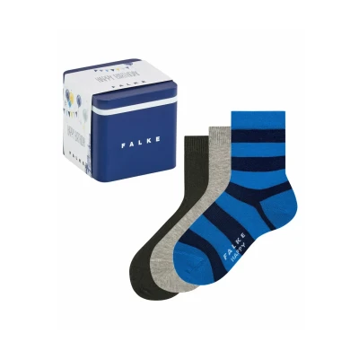 Abbildung von FALKE Unisex Kinder Socken Happy Triple Pack Giftbox K So Baumwolle gemustert 3 Paar, Mehrfarbig Blue Grey Mix 0020, 23 26