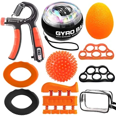 Abbildung von Handtrainer Unterarmtrainer Fingerhantel Unterarm training 10er Pack, Armtrainer, Lippenform hand Grip, Fingertrainer, Gyro Ball Handgelenk Trainer für Handkrafttraining Rehabilitation