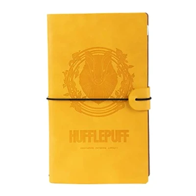Abbildung von Grupo Erik Reisetagebuch zum Selberschreiben Harry Potter Hogwarts Hufflepuff Bullet Journal Dotted Notizbuch Leder (synthetisch) Tagebuch für Erwachsene Kinder Klein Gepunktet