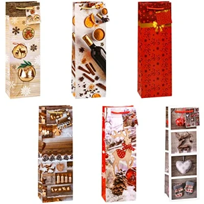Abbildung von TSI Geschenktüten WEIHNACHTEN SERIE 9, 12er Packung, Größe: Flasche (HxBxT 33 x 10 9 cm), Art. Nr. 83299