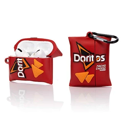 Abbildung von YIGEYI Silikon Hülle Kompatibel mit Airpods Pro Funny Cute 3D Cartoon Case Cover[Lustige Snacks Series 2] (Doritos)