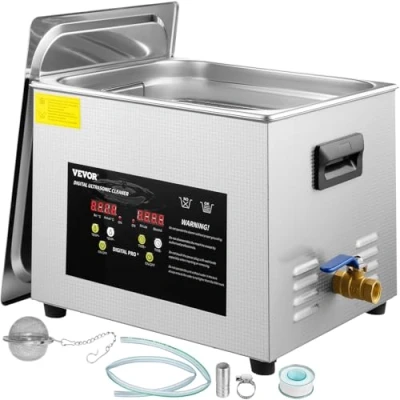 Abbildung von VEVOR 15 L Ultraschallreiniger (600 W Heizung, 360 Ultraschall) Professioneller digitaler Labor Ultraschall Teilereiniger mit Heizungstimer für die Reinigung von Glaszahninstrumenten