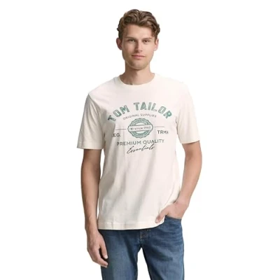 Abbildung von TOM TAILOR Herren 1037735 T Shirt, 10348 Gardenia White, L