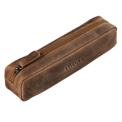 Abbildung von STILORD &#039;Preston&#039; Etui aus Leder Federmäppchen Vintage Lederetui Stifterolle Retro Schlamperrolle Damen Herren Faulenzer Echtleder