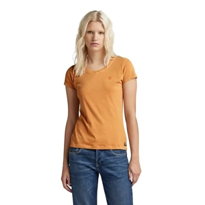 Abbildung von G Star Overdyed Eyben Vneck Tshirt basic, Damen, Größe: XXS, Golden nugget gd