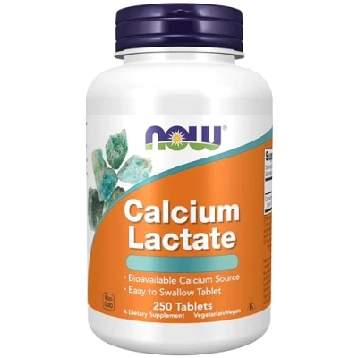Abbildung von Now Foods, Calcium Lactate (Calciumlactat), Hochdosiert, 250 vegane Tabletten, Laborgeprüft, Glutenfrei, Vegetarisch, Sojafrei, Ohne Gentechnik