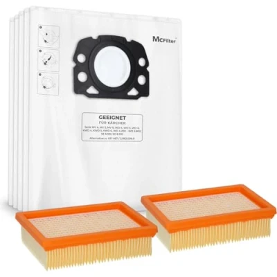 Abbildung von McFilter 20 Staubsaugerbeutel + 2 Filter geeignet für Kärcher WD4, WD5, WD6, MV4, MV5, MV6, Alternative zu KFI 487 4410, 2.863 006.0 005.0, Mehrzwecksauger Beutel Typ KA 33