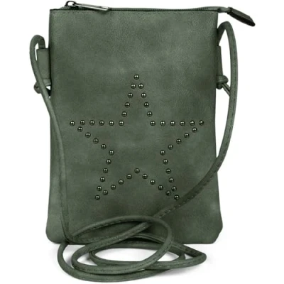 Abbildung von styleBREAKER Mini Bag Umhängetasche mit Nieten in Stern Form, Schultertasche, Handtasche, Tasche, Damen 02012235, Farbe:Piniengrün