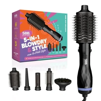 Abbildung von SBB 5 in 1 Blow Dry &amp; Style Hot Air Styler 1200W Föhnbürste zum Trocknen der Haare, Locken Diffusor, Luft Welle, Form Stylingbürste, Slim Konzentrator, Multi Trockner, für alle Haartypen
