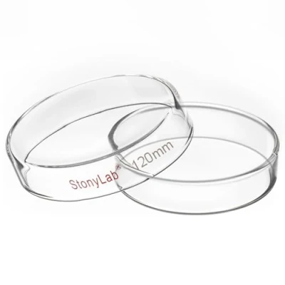 Abbildung von stonylab Petrischalen Glas, 120x25 mm Autoklavierbar Glas Zellkulturschale Petri aus Borosilikatglas mit Deckel für das Labor