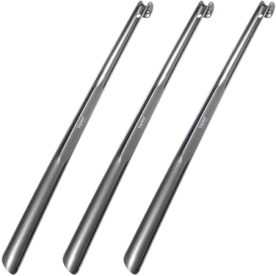 Abbildung von biped 3er Set Kunststoff Schuhlöffel 65 cm mit Haken z1557 (metallic anthrazit)