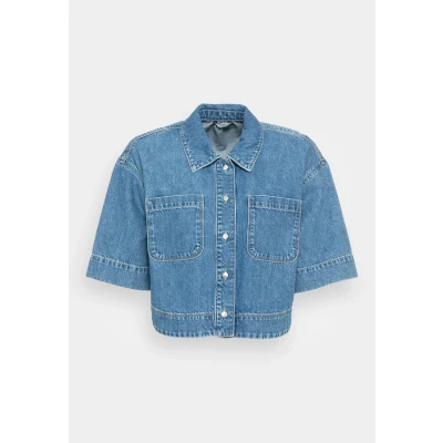 Abbildung von ONLY Onlclea Cropped Bluse, Damen, Größe: Medium, Medium blue denim