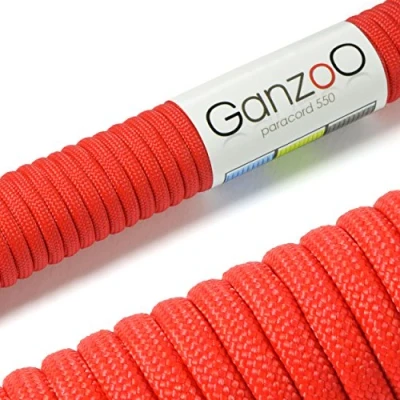 Abbildung von Ganzoo Paracord 550 Seil Rot 4mm Schnur Typ 3, Nylon &amp; Polyester, ideal für Basteln von Hundeleine Halsband Armband/Camping Survival und Outdoor 3 Meter Allzweckseil 7 Innenstränge