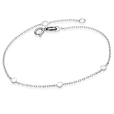 Abbildung von MATERIA Armkette Damen Silber 925 zartes Armband für Frauen mit runden Plättchen 17 + 2cm Verlängerung in Etui SA 95