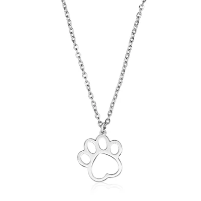 Abbildung von Nuoli® Pfoten Kette Damen Silber (45 + 5cm verstellbar) Halskette mit Pfote Anhänger, Hund und Katze