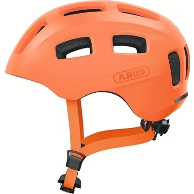 Abbildung von ABUS Fahrradhelm Youn I 2.0 mit Licht für Kinder, Jugendliche und Junge Erwachsene Mädels Jungs Mono orange, Größe M