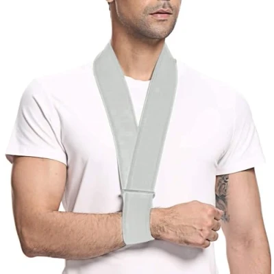 Abbildung von supregear Armschlinge, Leichte Verstellbare Nackenstütze Wegfahrsperre Einfache Armschlinge Atmungsaktive Schulterstütze für Männer und Frauen, Grau