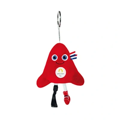 Abbildung von Doudou et Compagnie Schlüsselanhänger Plüsch Paralympischer Phryge offizielles Maskottchen der Olympischen und Paralympischen Spiele 2024 Form Phrygische Mütze, Rot 10 cm JO2499