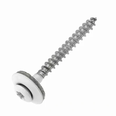 Abbildung von Spenglerschrauben Edelstahl A2 mit EPDM Dichtscheibe 15 mm 4,5 x 60 weiß RAL 9010 TX20, 100 Stück