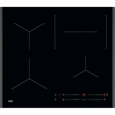 Abbildung von AEG Induktionskochfeld autark 60cm 4 Flex Kochzonen mit Bräterzone 14 Stufen + Powerfunktion Facettenrahmen Timer Touch Bedienung kompatibel Haubenautomatik TO64IC00FB