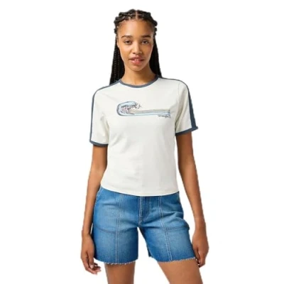 Abbildung von Wrangler Short Sleeve Ringer Tshirt print, Damen, Größe: Large, Vintage white