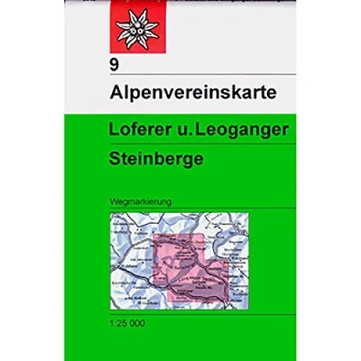 Abbildung von Loferer und Leoganger Steinberge: Topographische Karte 1:25.000 mit Wegmarkierungen Skirouten: Wege Skitouren (Alpenvereinskarten)