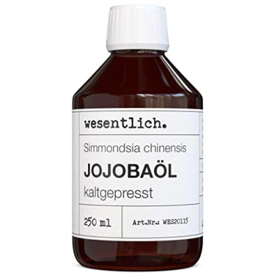 Abbildung von wesentlich. Jojobaöl kaltgepresst, nativ 250ml 100% reines für Haut und Haare, Gesicht Nägel