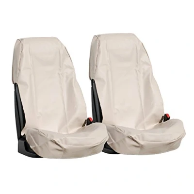 Abbildung von A0080 2 Stück Sitzschoner Auto Autositzbezüge Autositzschoner Sitzbezüge Werkstatt [ wasserdicht pflegeleicht robust langlebig ] Werkstattschoner Kunstleder Sitzbezug Schonbezug Beige